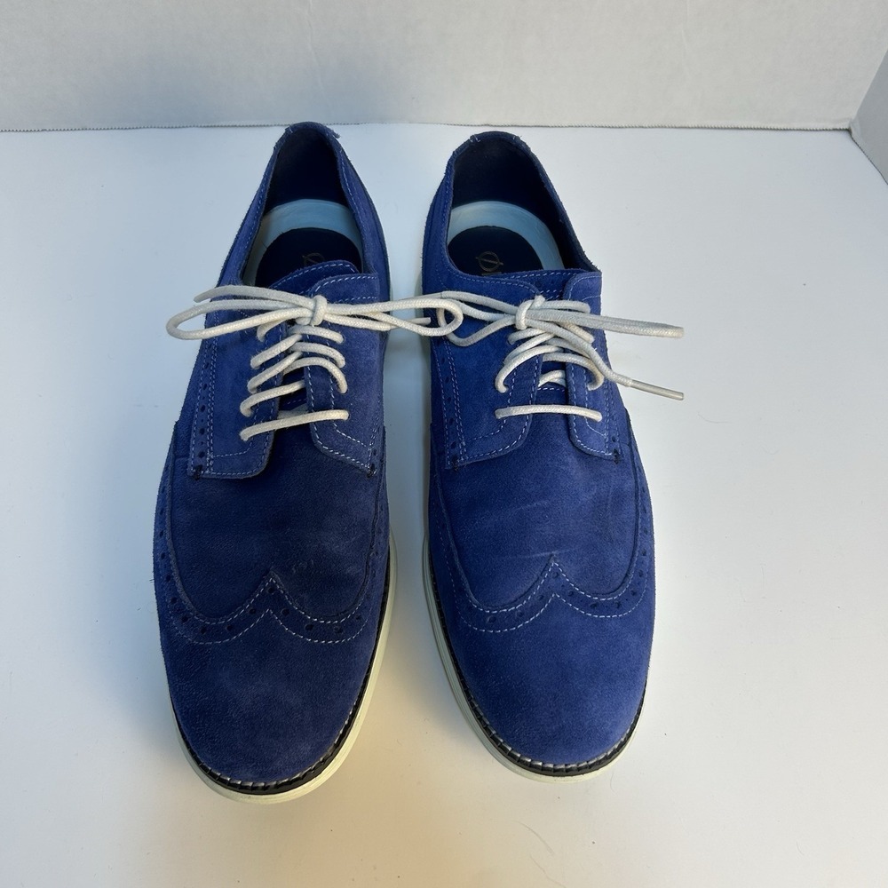 Cole Haan‎ Grand Ambition Men Size 8.5M Blue Suede Wingtip Oxford Shoes (C29679)